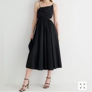 NWOT, J.Crew Collection Black Cotton side-cutout midi dress Sz 6